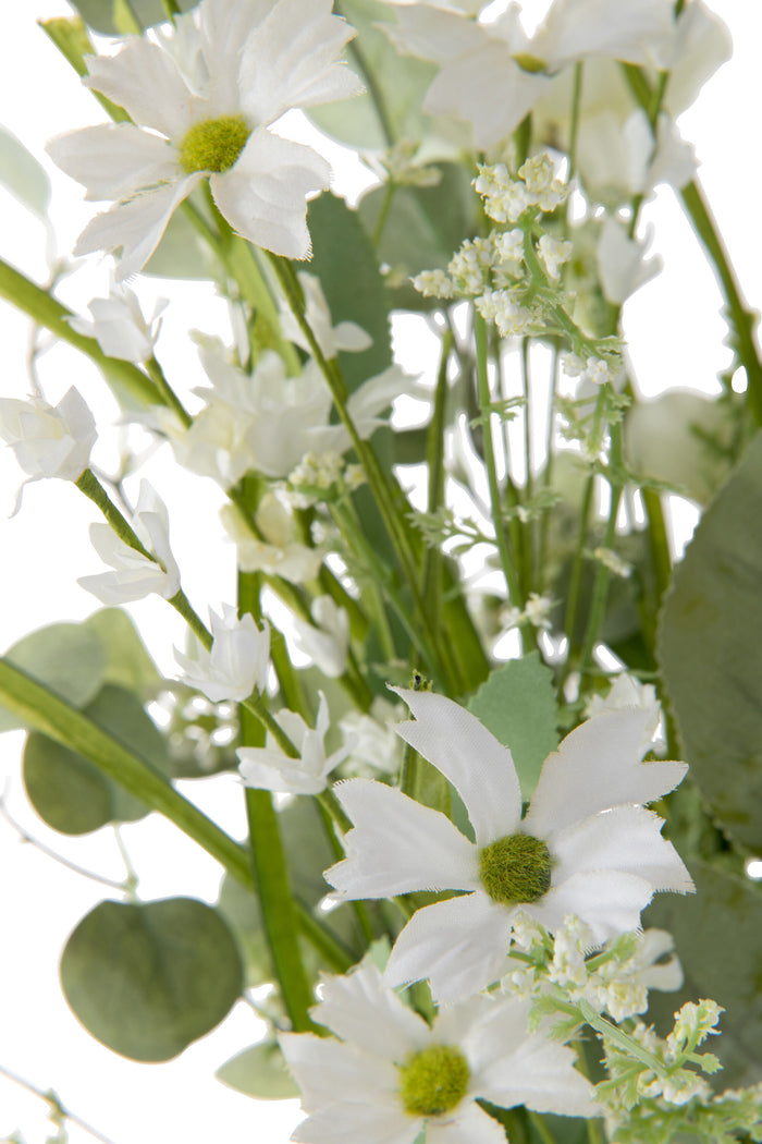 J-Line boeket Bloemen - kunststof - wit