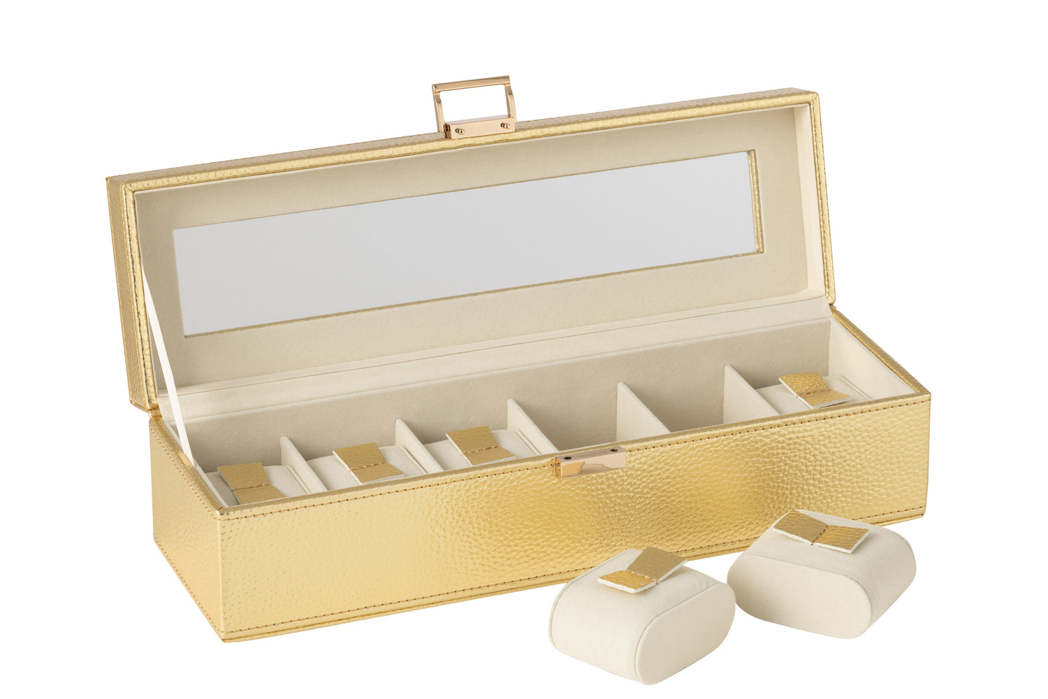 J-Line horloge doos 6 compartimenten - kunstleder - goud