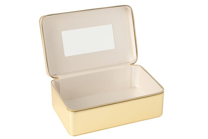 J-Line toilettas Rechthoek + spiegel - kunstleder - goud