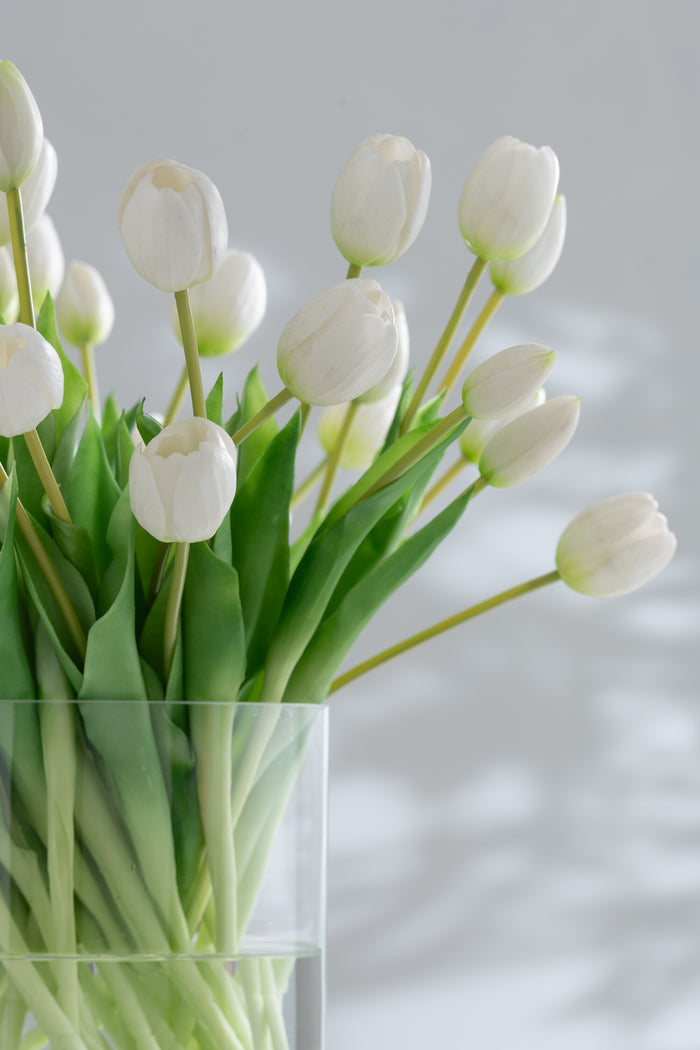 J-Line boeket Tulpen - kunststof - wit - small - 7 stuks