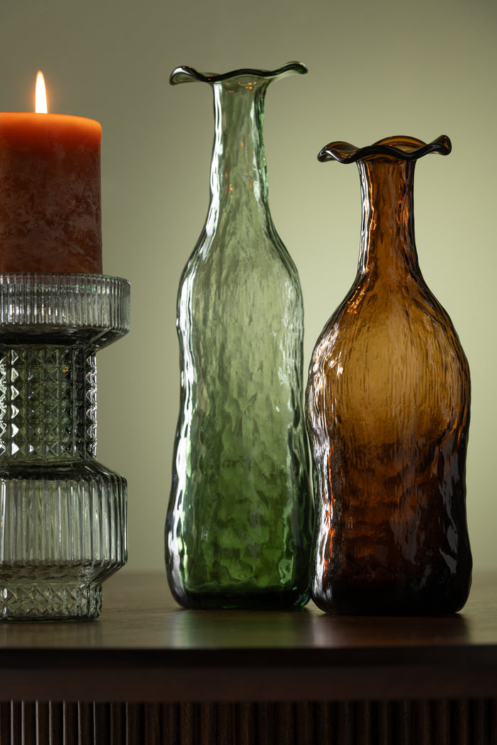 J-Line vaas openbloeien  - glas - bruin - medium - 33 cm hoo