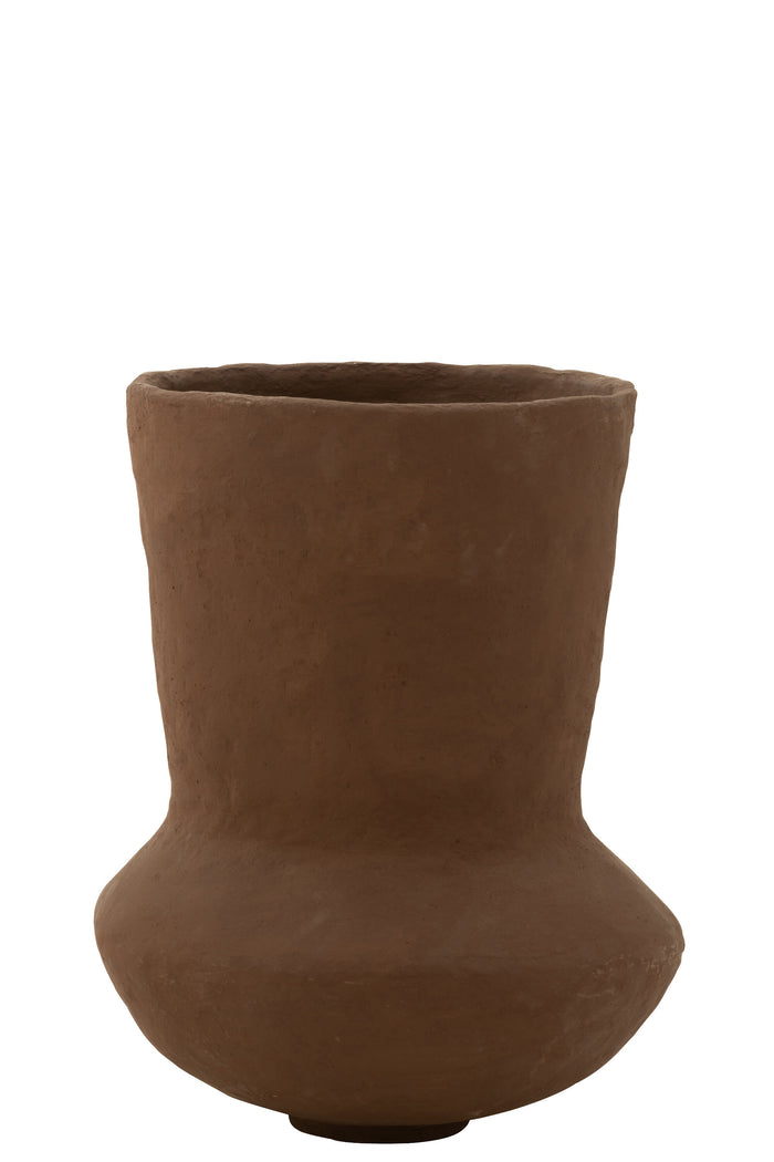J-Line vaas Pot Archaic - papier maché - bruin - large - 55 cm hoog