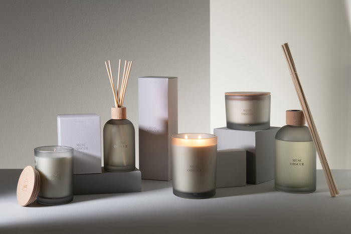 J-Line geurkaars Accords Essentiels - Musc Obscur - blauw -