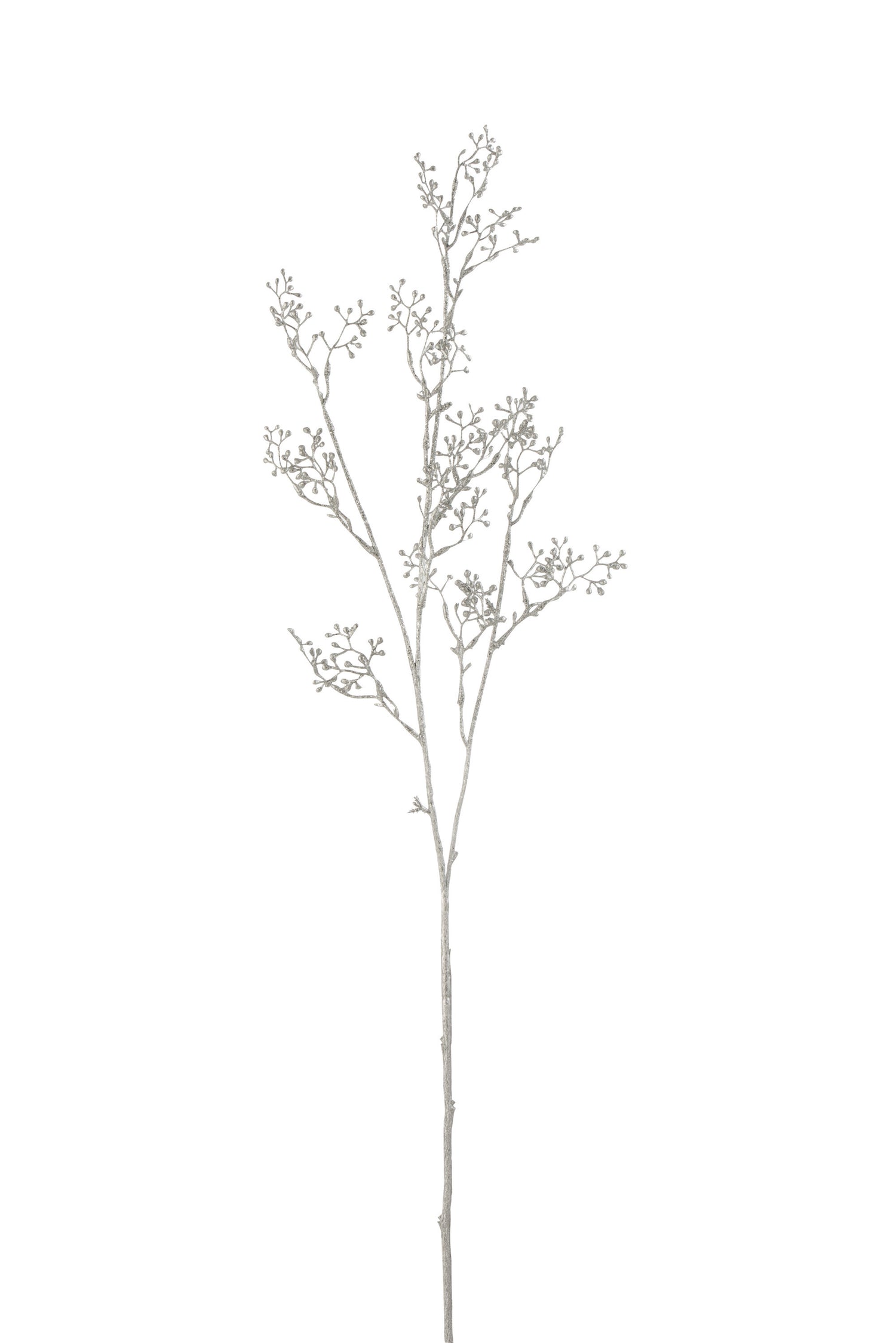 J-Line tak Bessen Driedelig Glitter - kunststof - zilver - 12 stuks