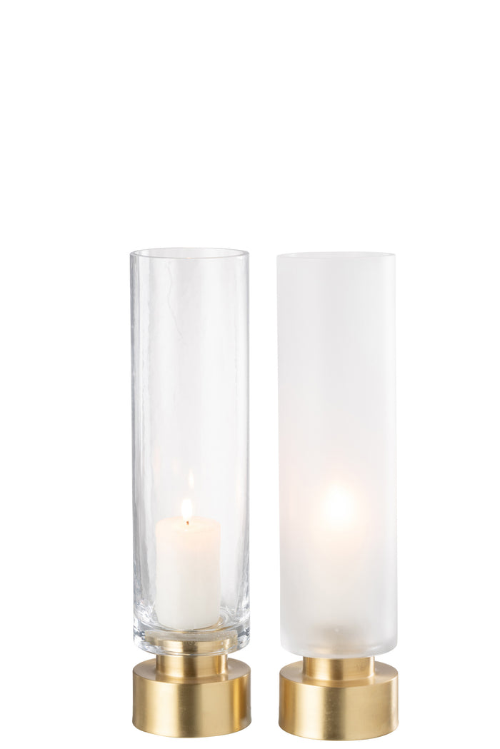 J-Line windlicht|vaas Pia - glas|koper - transparant|goud -