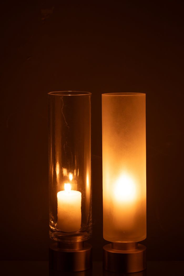 J-Line windlicht|vaas Pia - glas|koper - transparant|goud -