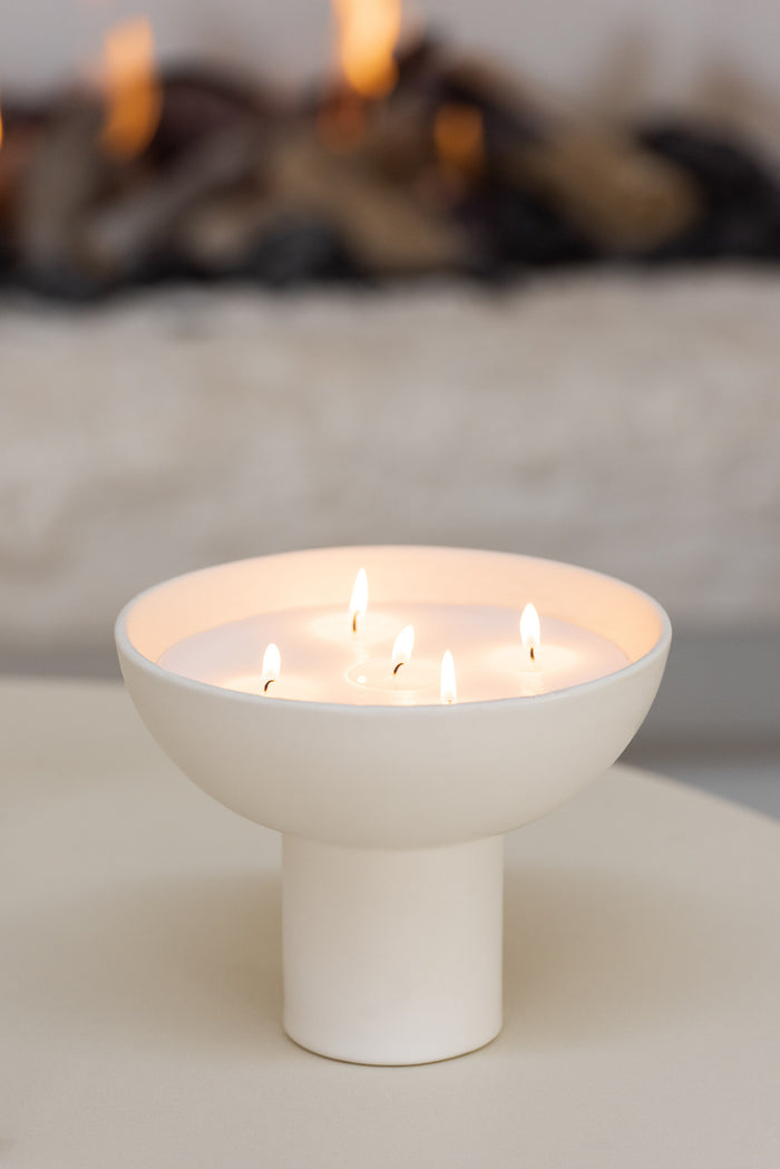 J-Line geurkaars Kop - keramiek - wit - small - 9U