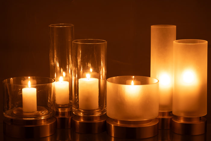 J-Line windlicht|vaas Pia - glas|koper - transparant|goud -