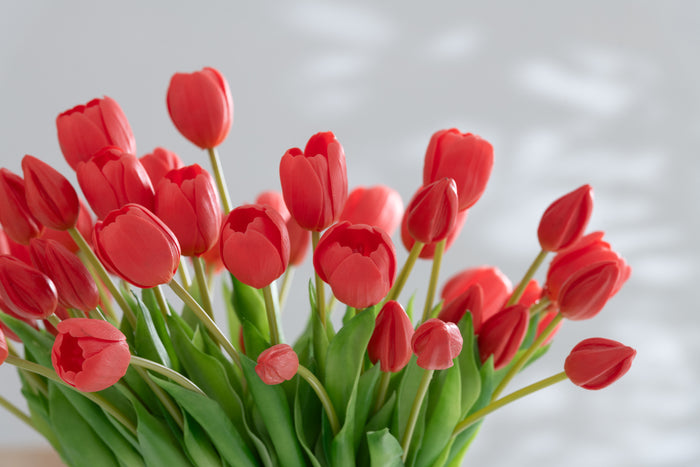 J-Line boeket Tulpen 7 stuks - kunststof - koraal|roze - small