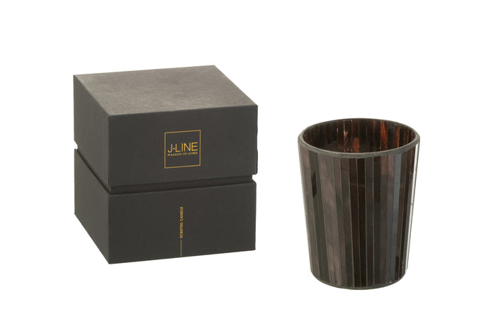 J-Line geurkaars Noa - Woody Aurora - glas - bruin - medium - 55U