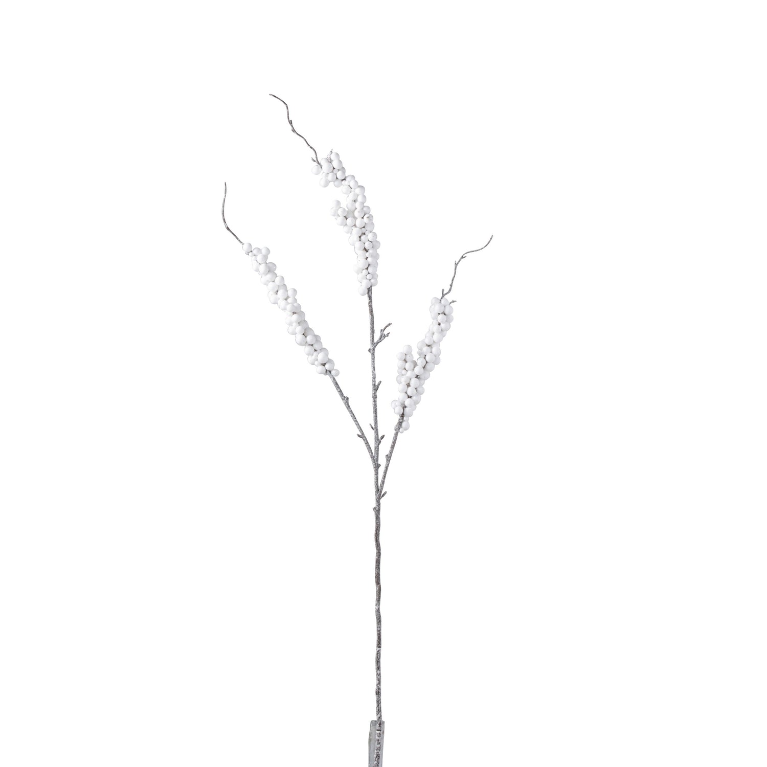J-Line decoratie tak Besjes - kunststof - wit - 12 stuks