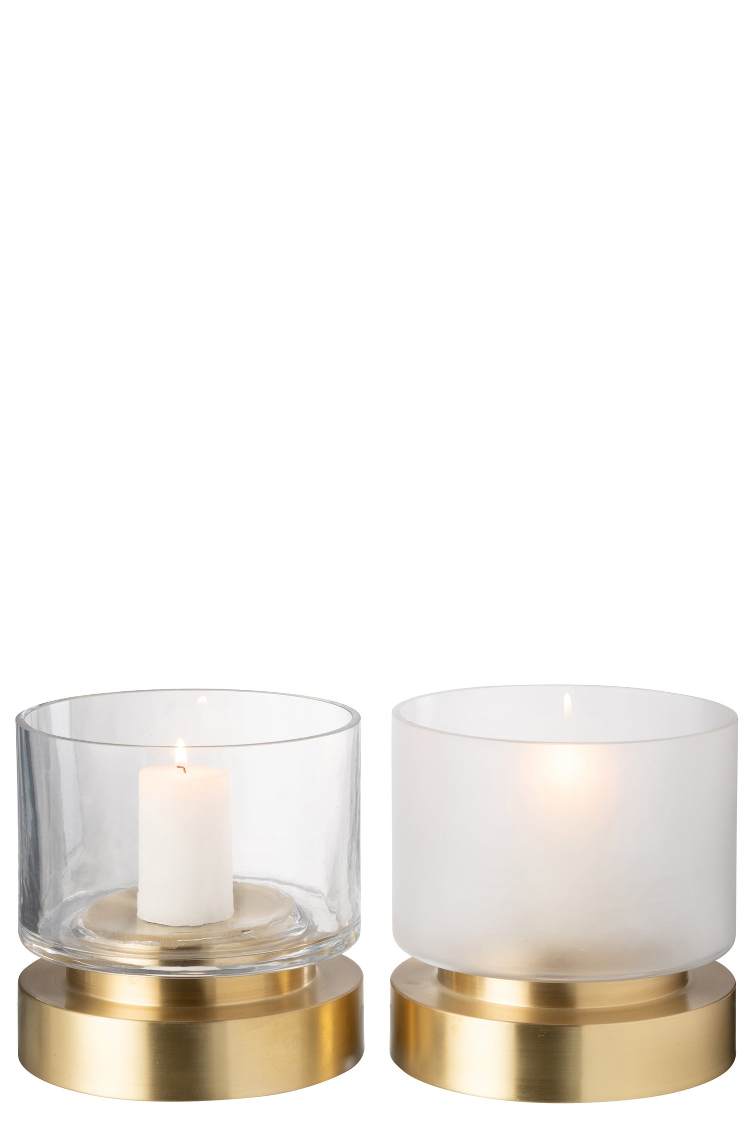 J-Line windlicht|vaas Pia - glas|koper - transparant|goud -