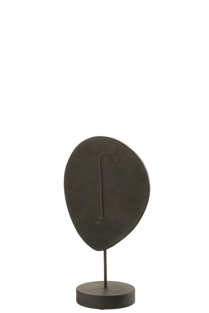 J-Line decoratie Hoofd Plat Op Voet - polyresin - zwart - sm