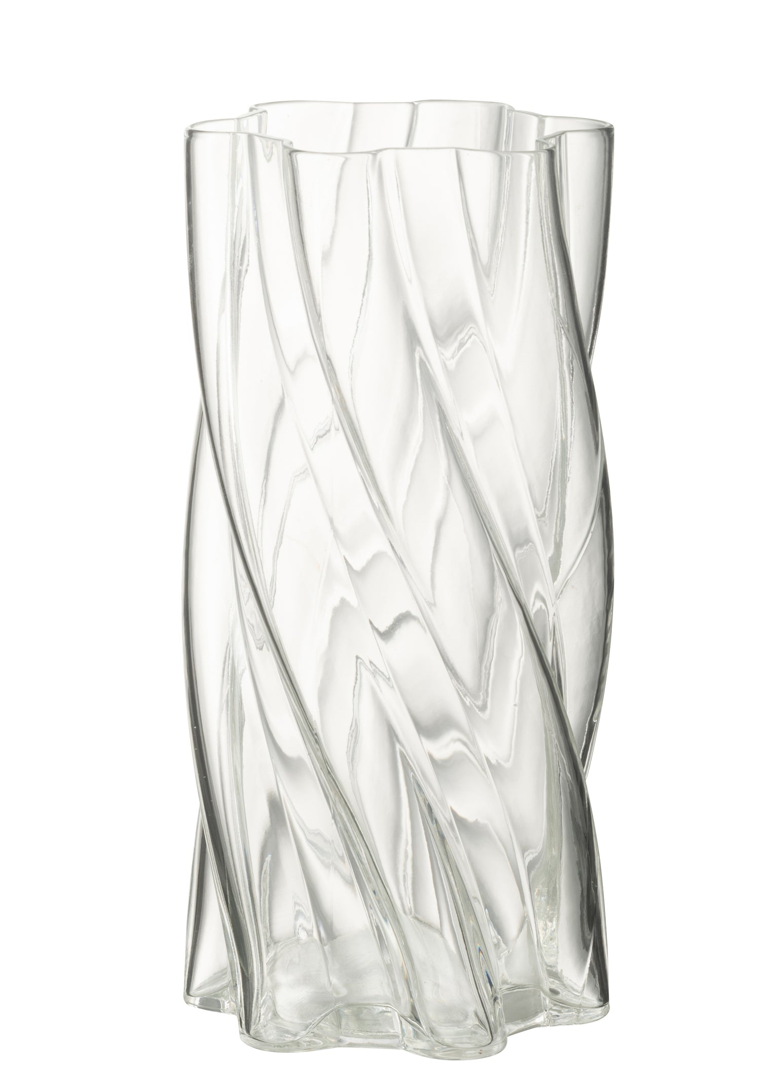 J-Line vaas Swirly - glas - transparant - large - 25 cm hoog