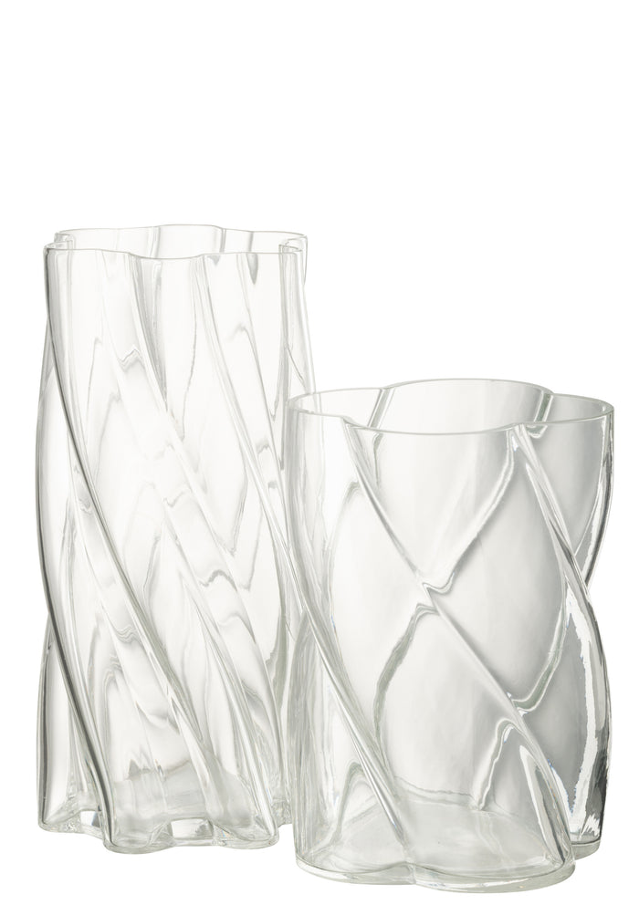 J-Line vaas Swirly - glas - transparant - large - 25 cm hoog