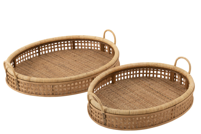 J-Line plateau Pick - dienblad - rotan|bamboe - naturel - la