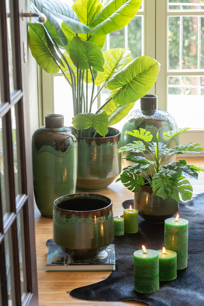 J-Line cilinderkaars - lichtgroen - XL - 95U - 6 stuks