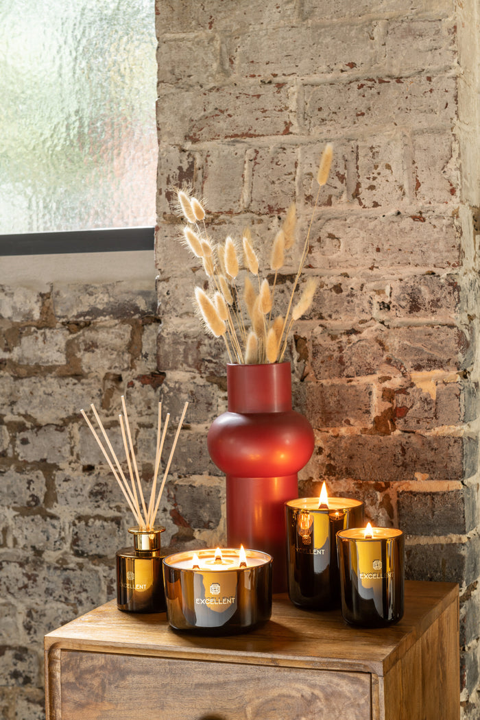 J-Line geurkaars Excellent - Golden Honey - glas - oker – medium - 80U