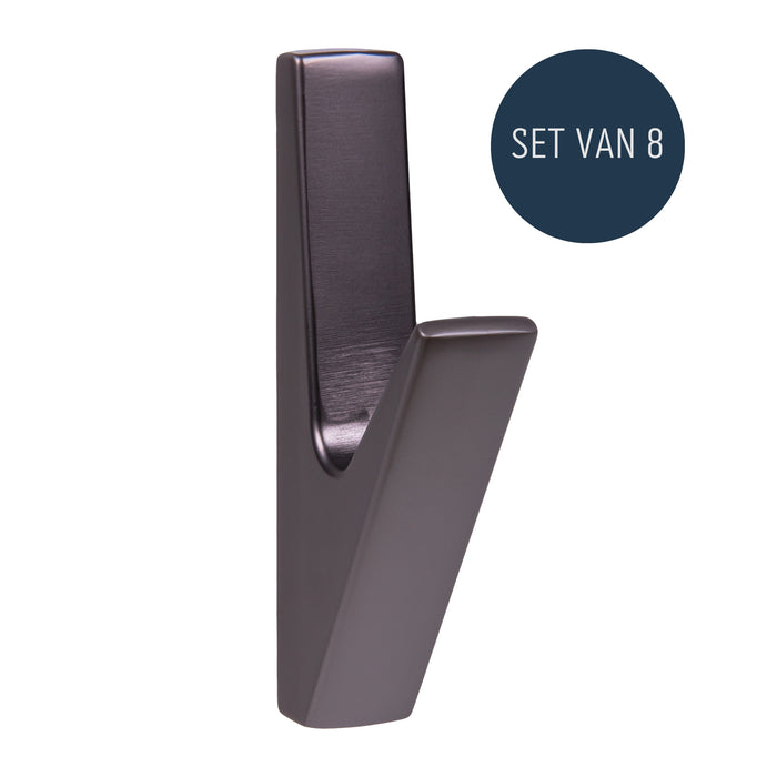 QUVIO Wandkapstok - Metaal - Grijs - Set van 8