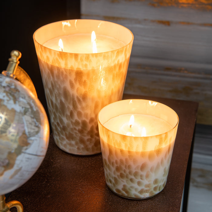 J-Line geurkaars Noa - Neon Night - glas - wit|goud - large -  95U