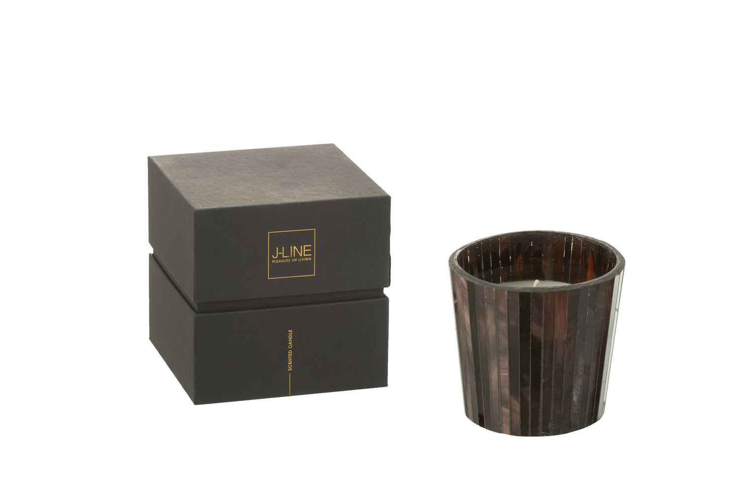 J-Line geurkaars Noa - Woody Aurora - glas - bruin - small - 35U