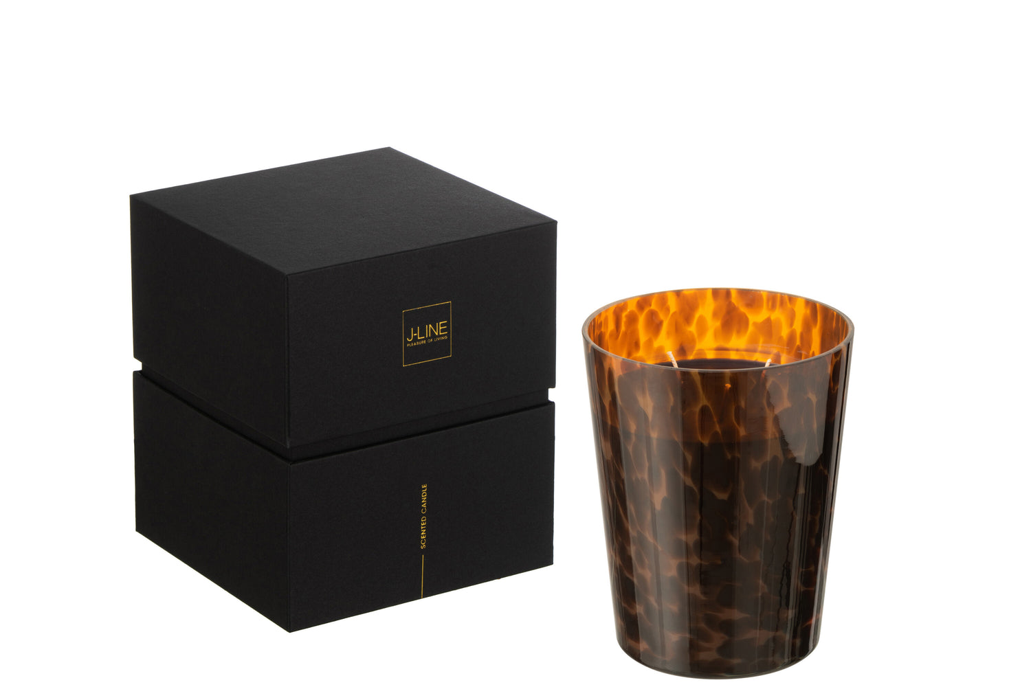J-Line geurkaars Noa - Sandalwood - glas - bruin - medium - 68U
