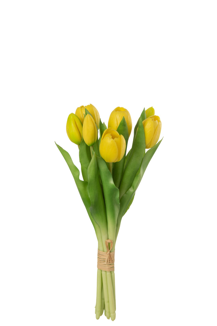 J-Line boeket Tulpen 5 stuks - kunststof - geel - small