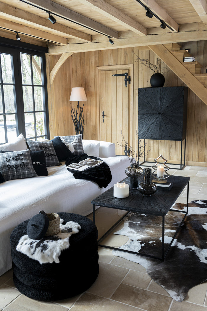 J-Line tapijt Konijnenvel Stippen - imitatiebont - wit|bruin