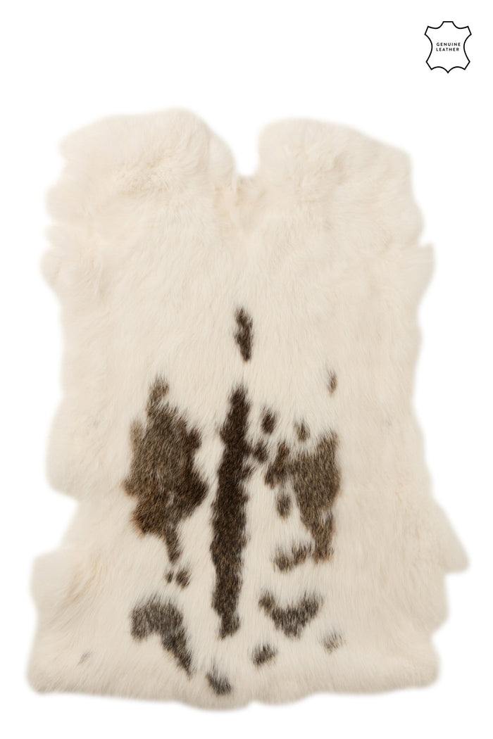 J-Line tapijt Konijnenvel Stippen - imitatiebont - wit|bruin