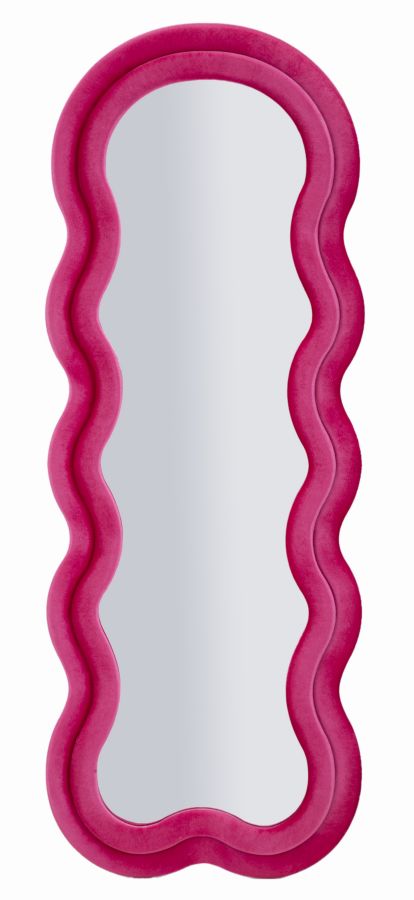 Wandspiegel met fuchsia fluwelen lijst, 60x4x160 cm