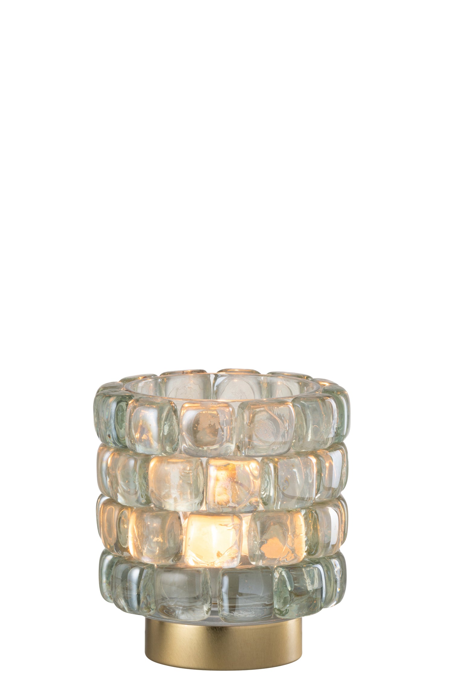 J-Line theelichthouder Vierkant mozaiek - glas -blauw|groen - small