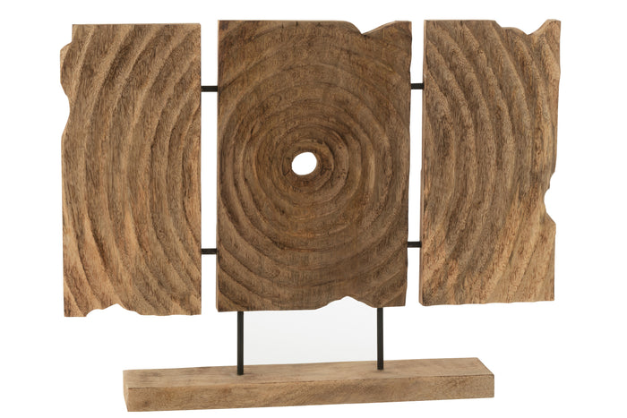 J-Line decoratie Triptiek Gekerfd Op Voet - hout - naturel