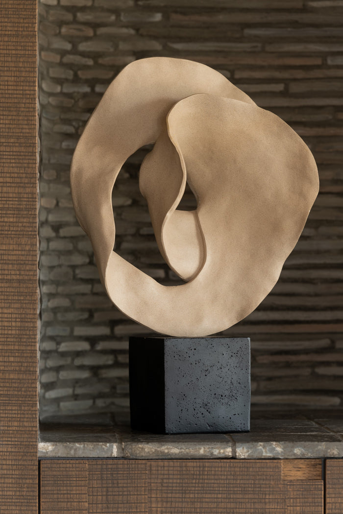 J-Line decoratie Abstract Op Sokkel - polyresin - beige|zwar