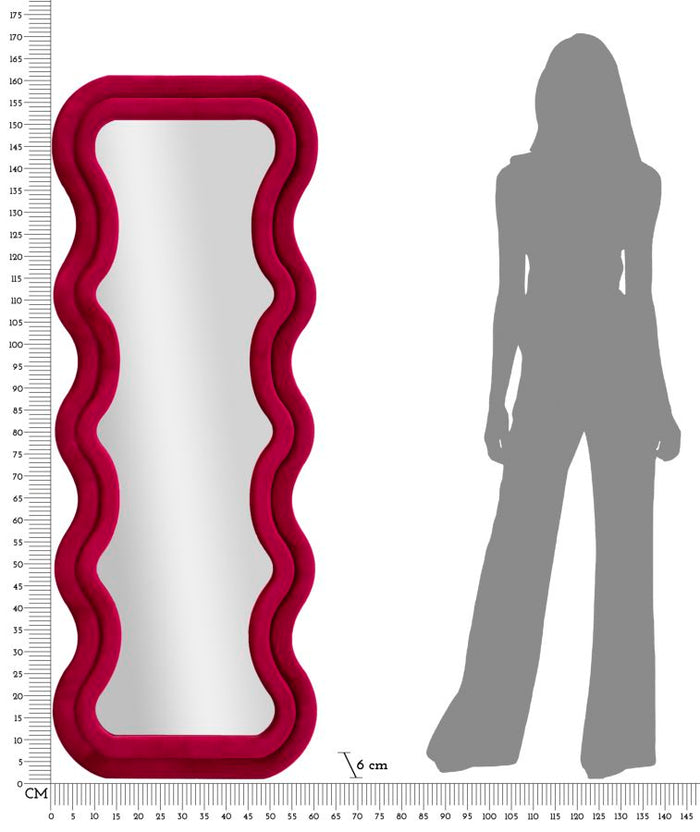 Fuchsia fluwelen wandspiegel 60x6x160 cm