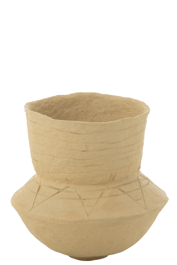 J-Line bloempot Veda - papier maché - naturel - Ø 40 cm
