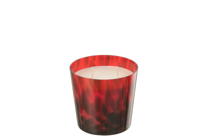 J-Line geurkaars Noa - Sandalwood - glas - rood - small - 50U