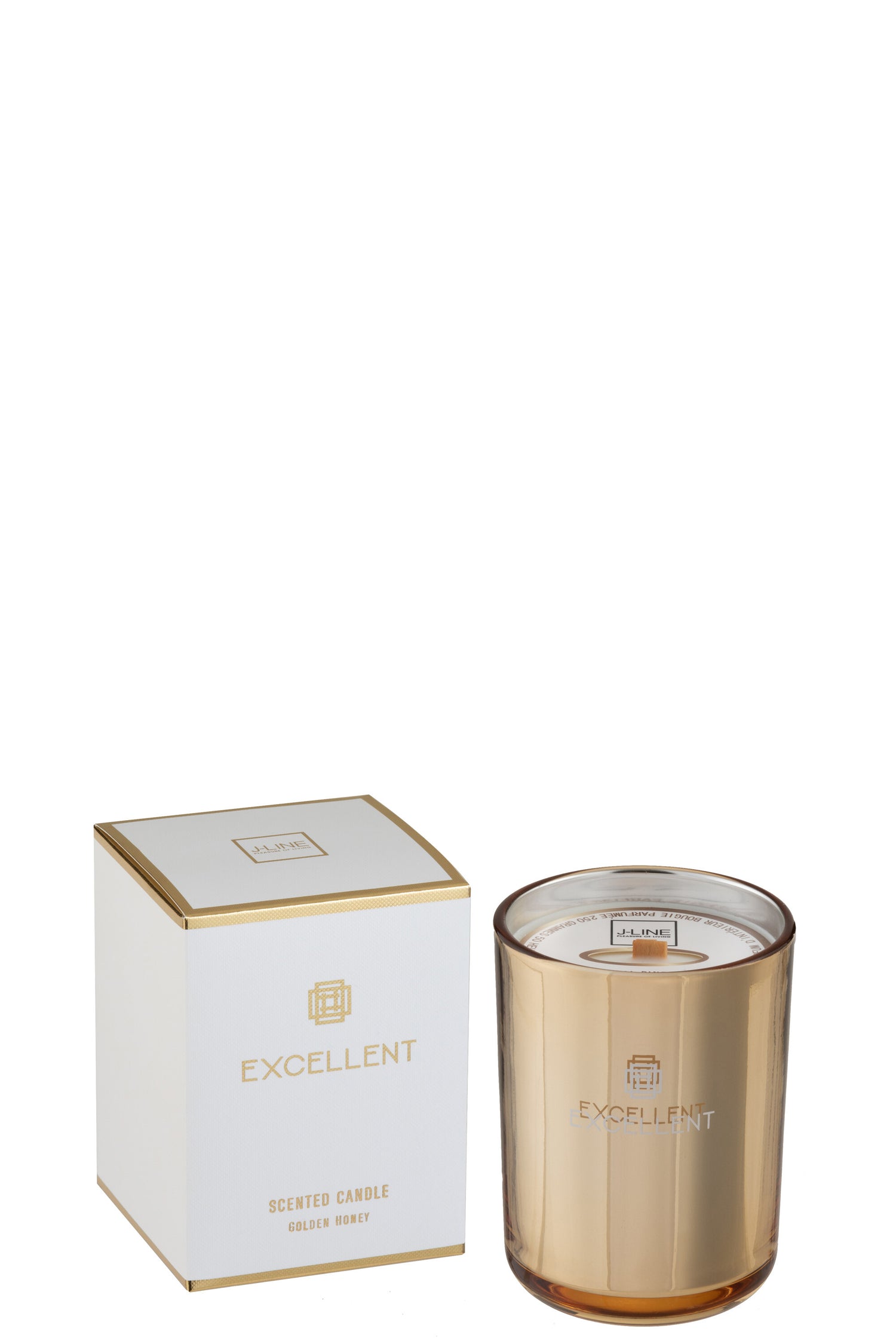 J-Line geurkaars Excellent - Golden Honey - glas - goud - small - 50U