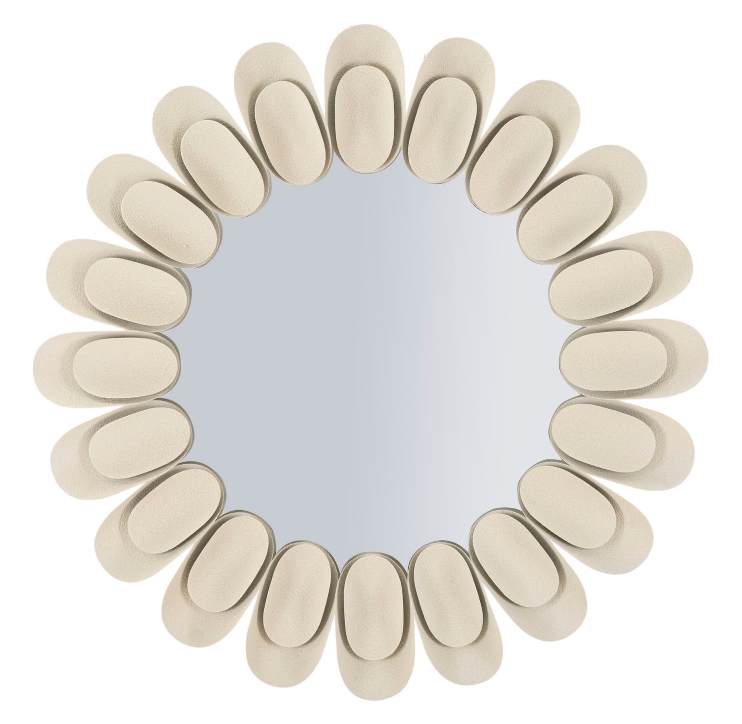 Crèmekleurige metalen wandspiegel, ø 85x6 cm