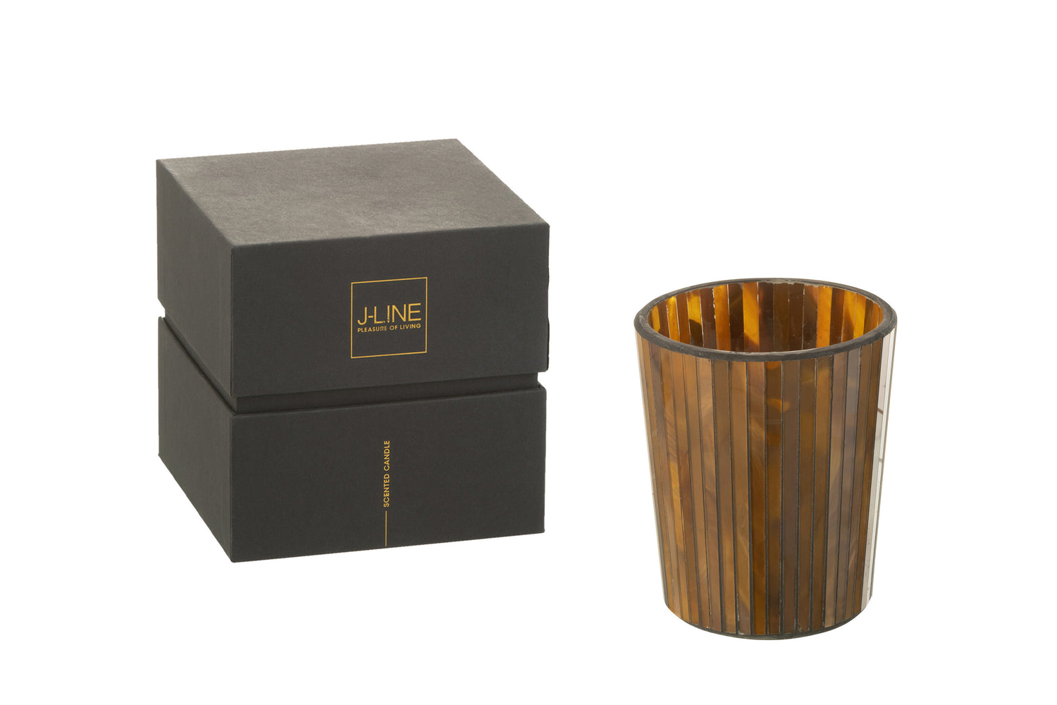 J-Line geurkaars Noa - Zesty Sunburst - glas - oker - medium