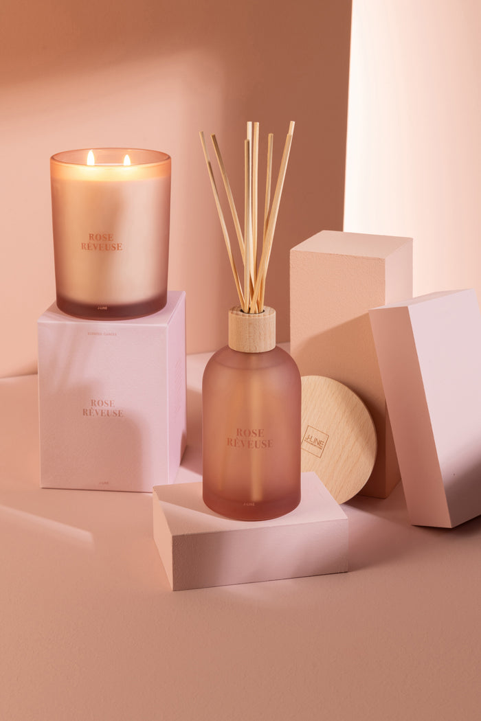 J-Line geurkaars Accords Essentiels - Rose Rêveuse - roze -