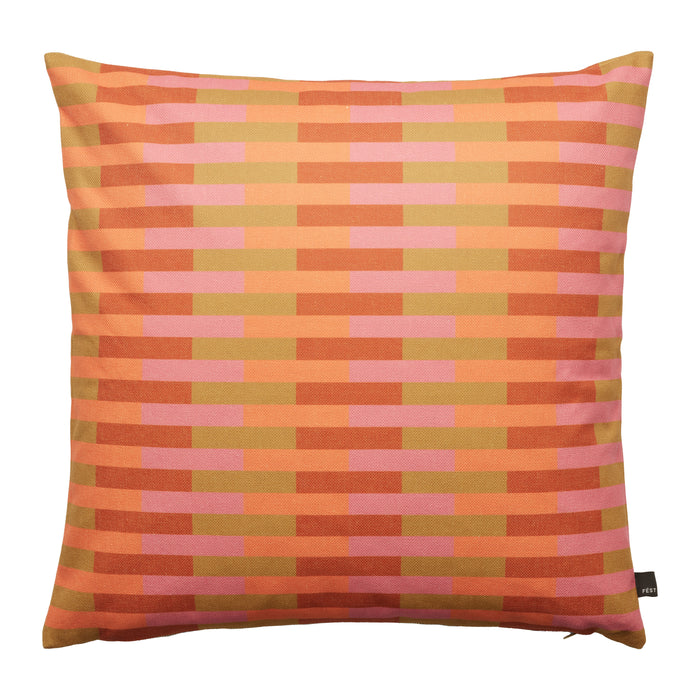 FÉST Stripes & Checks Sierkussen 60 x 60 cm - Purple / Orange