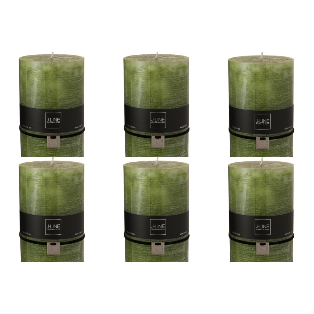 J-Line cilinderkaars Gras - groen - XXL - 150U - 6 stuks