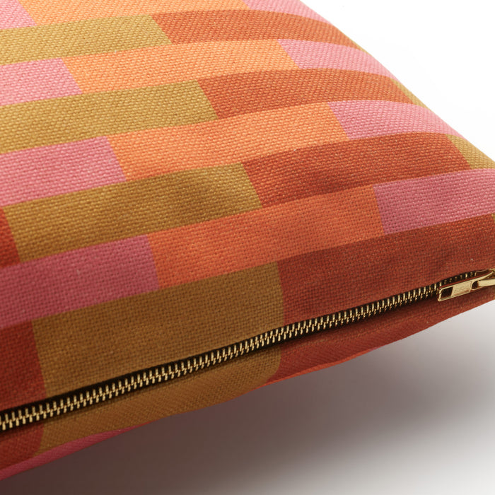 FÉST Stripes & Checks Sierkussen 60 x 60 cm - Purple / Orange