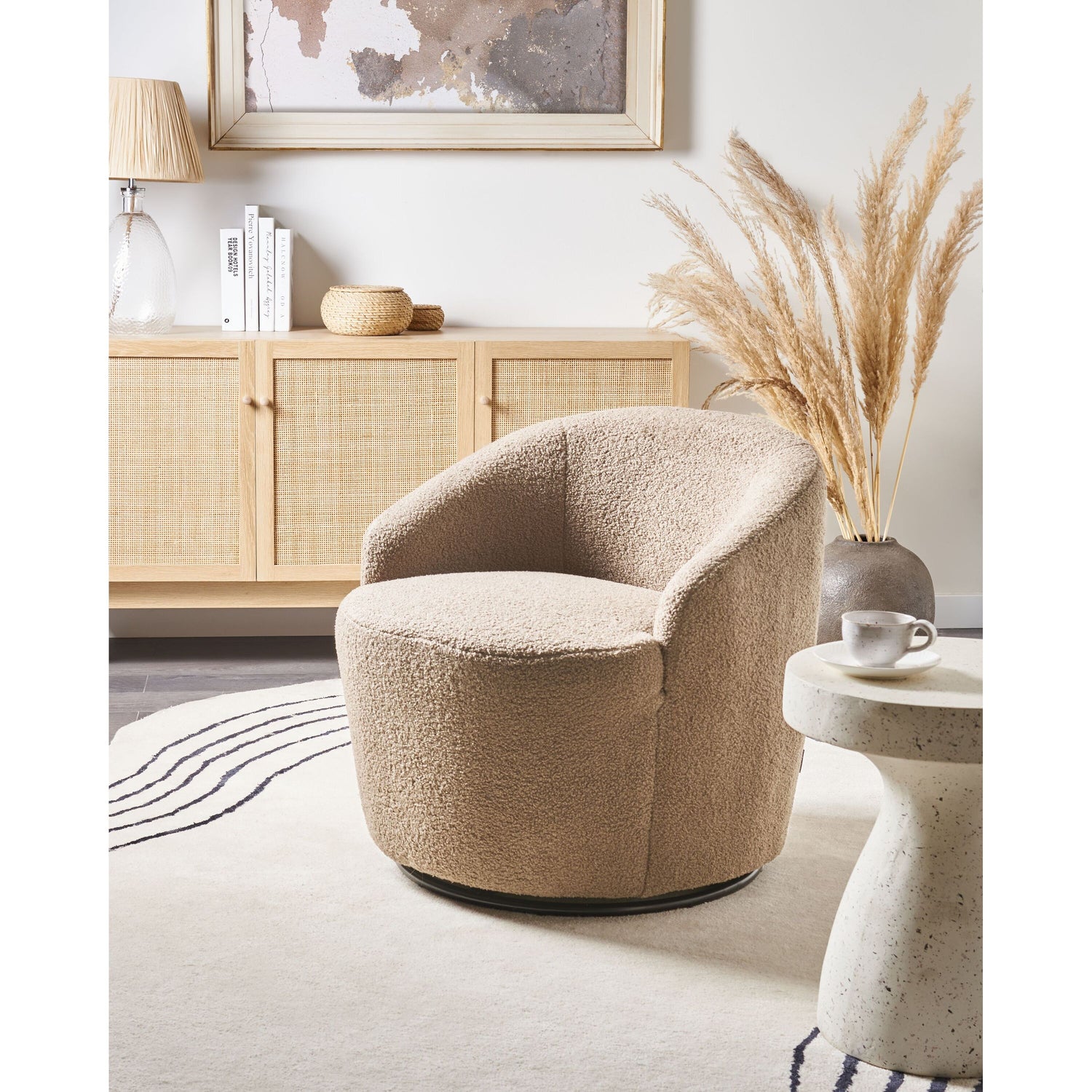 Beliani - DAVIK - Fauteuil - Taupe - Bouclé