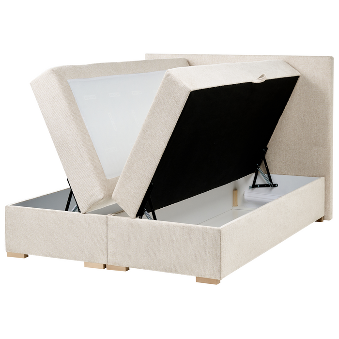 Beliani - MAJOR - Boxspring - Lichtbeige - 120 x 200 cm - Stof