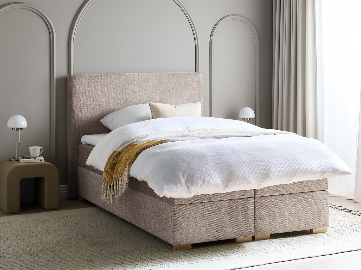Beliani - MAJOR - Boxspring - Taupe - 120 x 200 cm - Stof