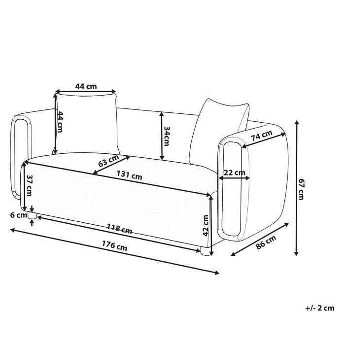 Beliani - LILLEROD - Tweezitbank - Donkerbruin - Polyester