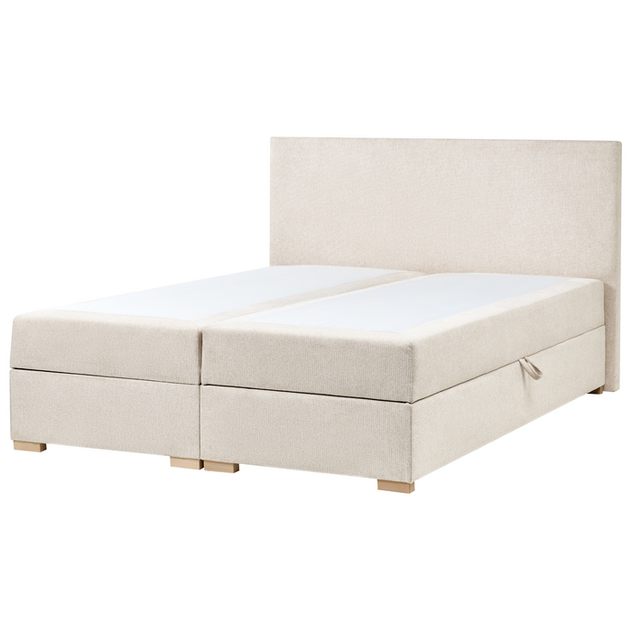 Beliani - MAJOR - Boxspring - Lichtbeige - 160 x 200 cm - Stof