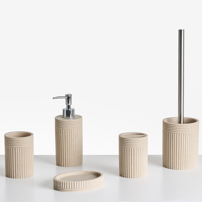 Beliani - HUARMEY - Badkameraccessoireset - Lichtbeige - Polyresin