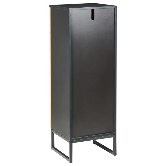 Beliani-MISCANTI-Badkamerkast-Lichtbruin|Zwart-30 x 90 cm-Bamboehout